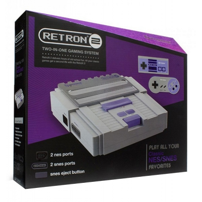 Consola Retro Hyperkin Retron 2 - Gris | Compatible SNES/NES | Incluye 2 Mandos | NTSC/PAL