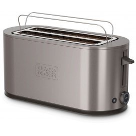 Tostador Black & Decker BXTO1501E, 2 ranuras largas, 1500W, 7 niveles, inox