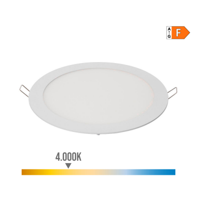 Downlight led empotrable redondo 20 w luz dia 4000 k 1500 lm blanco ø22,5 cm
