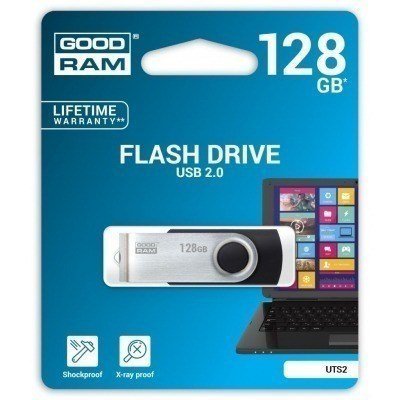 Goodram UTS2-1280K0R11 unidad flash USB 128 GB USB tipo A 2.0 Negro, Plata