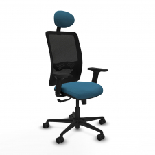 Piqueras y Crespo Zulema sincro malla negra bali verde petroleo brazos 2D base nailon cabecero fijo ruedas 65mm nailon