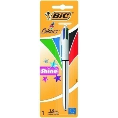 Bic 4 Colours Shine Boligrafo de Bola Retractil - Punta Media de 1.0mm - Tinta con Base de Aceite - 4 Colores de Tinta