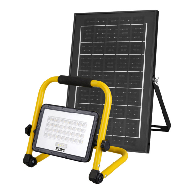 Foco solar de trabajo + panel solar 4000 lm, 6.400 k, luz fría, ip65