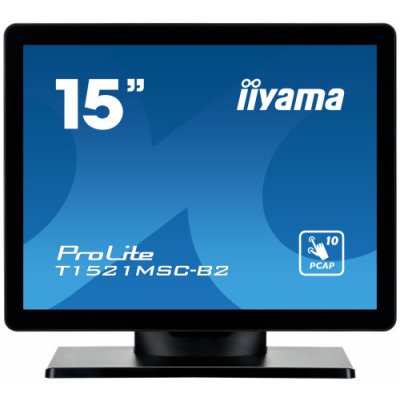 MONITOR IIYAMA 15 PCAP BEZEL FREE FRONT, 10P TOUCH, 1024X768, SPEAKERS, VGA, HDMI, 325CD/M², USB INTERFACE, EXTERNAL POWER ADAPTER, MULTITOUCH WITH SUPPORTED OS (T1521MSC-B2)