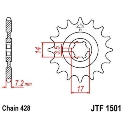 Piñon JT 1501 de acero con 14 dientes JTF1501.14