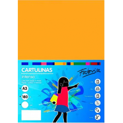 FABRISA Pack de 50 Cartulina 180gr A3 naranja azafran