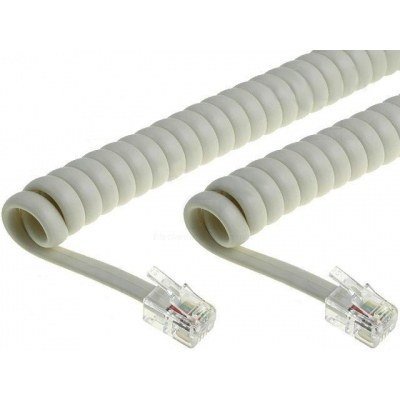 Cable Telefono RJ09 4P4C Espiral 2m color Marfil