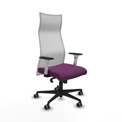 Albacete malla sincro malla blanca similpiel morado brazos blancos base nailon ruedas 65mm engomadas