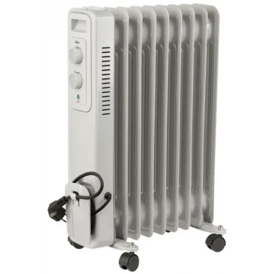 Radiador de aceite Jata JCRA2309, 2.000 W, 9 elementos, 3 potencias, termostato regulable, negro