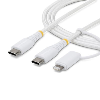 Cable de Carga USB-C de 1m con Adaptador Lightning - Cable Cargador USB Tipo C - 30W/60W(3A) - Cable Tipo C Certificado Apple MFi - Cable Trenzado USB Tipo C para iPhone/iPad/Android