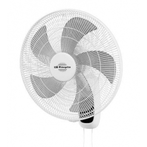 Ventilador de pared Orbegozo WF0146, 45 cm, 60W, 5 aspas, 3 velocidades, oscilante, cabezal inclinable, rejilla protección, blanco