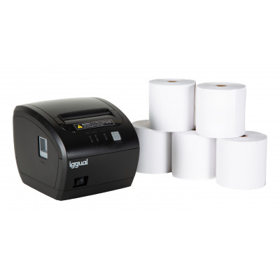iggual Kit impresora térmica TP7001 + 5 rollos