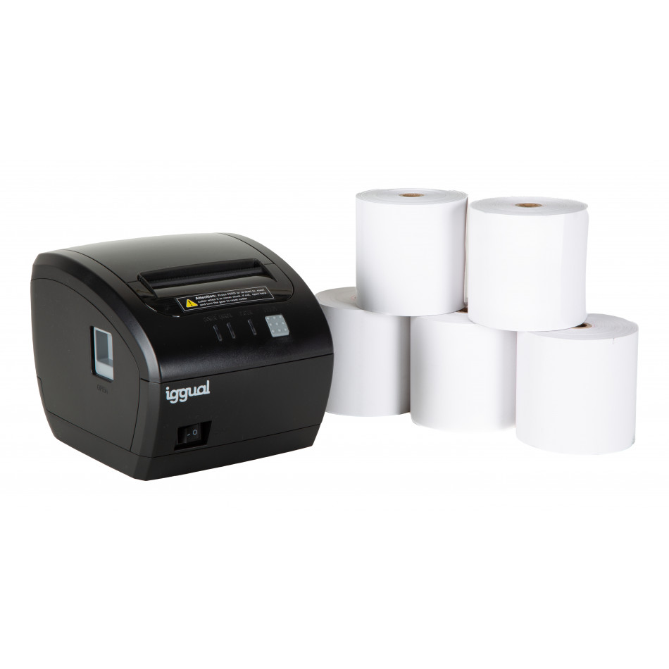 iggual Kit impresora térmica TP7001 + 5 rollos