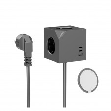 CoolBox CUBIK MAGNET 3 ENCHUFES CUBO MAGNETICO CON CARGA USB Y CABLE AC INTEGRADO