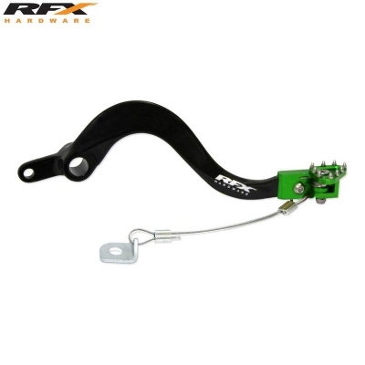 Pedal de freno trasero RFX Pro FT (negro/verde) - Kawasaki KXF250/450 FXRB2020099GN