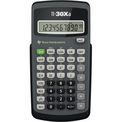 Texas Instruments TI-30XA Calculadora Cientifica Pantalla 1 Linea de 10 Digitos - Fracciones, Decimales-Grados, Radianes-Grados, Grados-Minutos-Segundos etc... - Color Negro/Gris
