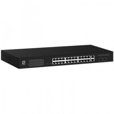 SWITCH LEVEL ONE GEP-2841 POE WEBSMART 24P 10/100/1000 POE 375W + 2 UPLINK SFP + 2 UPLINK RJ45