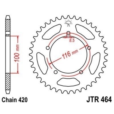 Corona JT 464 de acero con 49 dientes JTR464.49