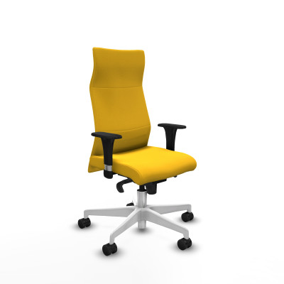 Albacete XL sincro similpiel amarillo brazos 1D base blanca ruedas 65 mm nailon