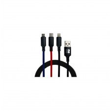 SUBBLIM Cable Premium 3 in 1 USB A - (Micro USB+Type C+Lightning) 1 m Negro, Azul, Rojo