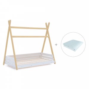 Cama júnior Montessori madera 90x200 cm + toldo Mint · Homy Life XL