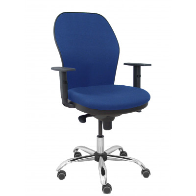 Silla Jorquera respaldo bali azul marino asiento bali azul marino base cromada y ruedas parqué