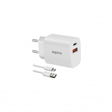 Approx APPUSBWALL20W Cargador 20W QC 1 x USB A + 1 USB C + cable