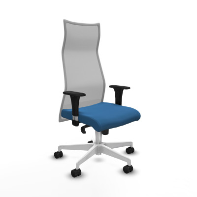 Albacete malla XL sincro malla gris similpiel azul claro brazos 1D base blanca ruedas 65mm nailon