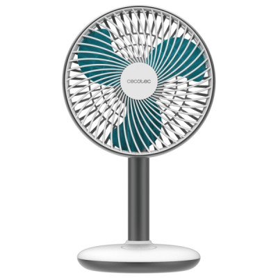 Cecotec EnergySilence 4000 Portable Desk Ventilador de Sobremesa Inalabrico - 4000mAh - Tactil - 4 Velocidades - Inclinacion Ajustable - Modo Brisa Natural - Cable - Diametro de 6 - Color Blanco y Gr