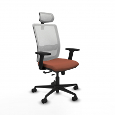 Piqueras y Crespo Haches traslack malla blanca bali marr?n brazos 2D base nailon cabecero malla 2D ruedas 65mm nailon