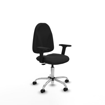 Algarra CP similpiel negro brazos 2D base cromada ruedas engomadas 50mm