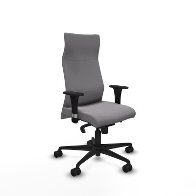 Albacete dirección sincro similpiel gris brazos 1D cromados base nailon ruedas 65 nailon