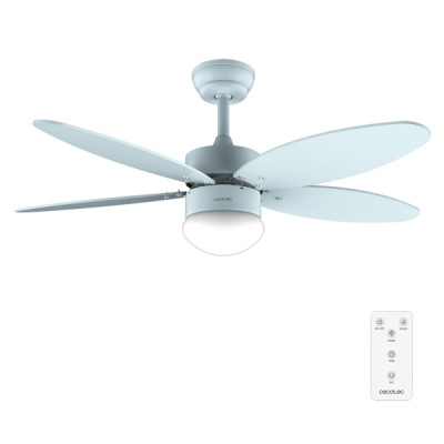 Cecotec EnergySilence Aero 4260 Full Sky Ventilador de Techo con 5 Aspas Reversibles y Luz - 40W - Diametro de 42 - 3 Tonos LED - Mando a Distancia - Temporizador - 6 Velocidades - Color Azul Claro