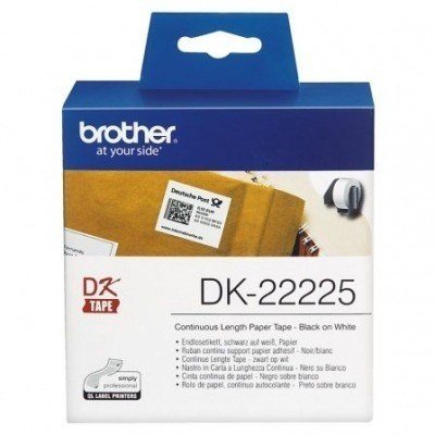 Brother DK22225 - Etiquetas Originales de Tamaño personalizado - Ancho 38mm x 30,48 metros - Texto negro sobre fondo blanco