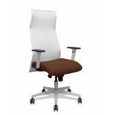 Piqueras y Crespo Sillón Sahuco blanco bali marron oscuro brazos blancos base blanca ruedas parque 65mm