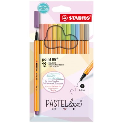 point 88 rotulador Fino Beige, Azul, Verde, Verde claro, Naranja, Pastel, Melocotón, Violeta, Amarillo 12 pieza(s)