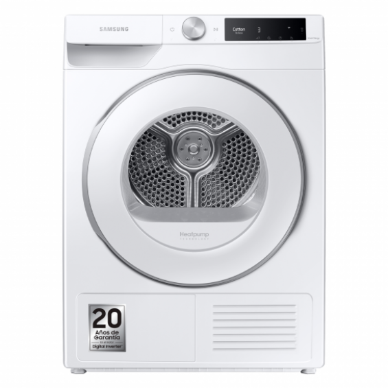Secadora con bomba de calor Samsung DV90T6240HE, 9 kg, clase C, 105 kWh/100 ciclos, 63 dB, AI Control, WiFi, blanco