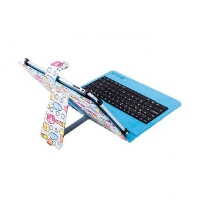 Funda universal estampada silver ht para tablet 9 - 10.1pulgadas + teclado micro usb cool ice pop blanco - puntos azules