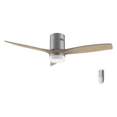 Cecotec EnergySilence Aero 5600 Classic Steel Ventilador de Techo con 3 Aspas de Madera y Luz - 40W - Diametro de 52 - 6 Velocidades - LED - Modo Invierno - Temporizador - Acero Inoxidable