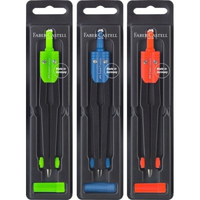 Faber-Castell Compas Escolar - Circunferencias de hasta Ø 360mm - Incluye Bote de Minas - Colores Surtidos