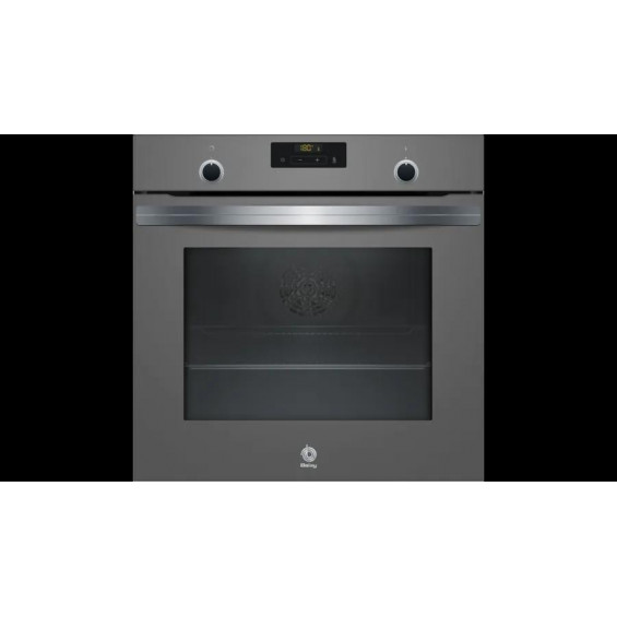 Horno pirolítico Balay 3HB584CA2, 71 litros, 7 funciones, Aqualisis, AutoChef 10 recetas, clase A, horno de leña, display LED, cristal gris antracita