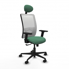 Piqueras y Crespo Zulema sincro malla blanca bali verde esmeralda brazos 2D base nailon cabecero fijo ruedas 65mm nailon