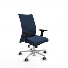 Piqueras y Crespo Albacete confidente sincro similpiel azul marino brazos 2D base aluminio ruedas 65mm engomadas