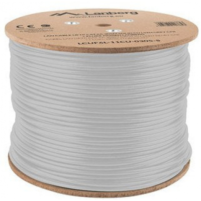 Bobina cat.6a lanberg ftp 305m rj45 solid cobre lszh cpr fluke teste awg24 gris