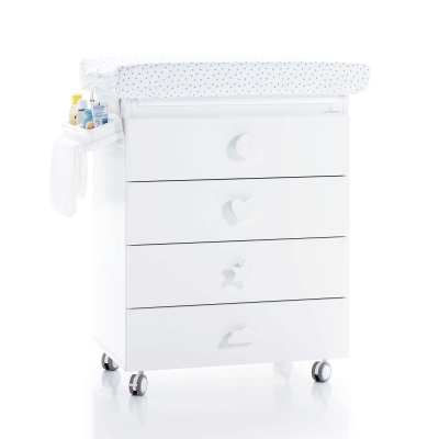 Mueble bañera-cómoda con ruedas (2en1) BUBBLE White · Alondra