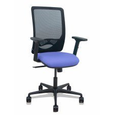 Piqueras y Crespo Silla Zulema sincro malla negra asiento bali azul claro brazos 2D ruedas 65mm