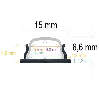 Perfil LED Superficie 15x6,6mm Opal 2m