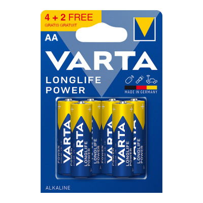 Pila alkalina longlife power aa - lr06 (blister 6 uds) ø14,5 x 50,5 mm