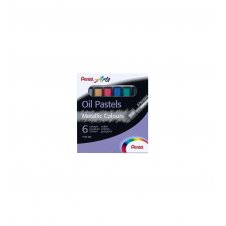 Pentel Oil Pastels Pack de 6 Pasteles Oleo Metalicos - Blandos, Cremosos y de Secado Lento - Colores Metalicos Surtidos