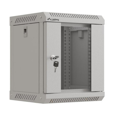 Armario lanberg mural rack 10 pulgadas 6u - 300x300 flat pack gris puerta cristal